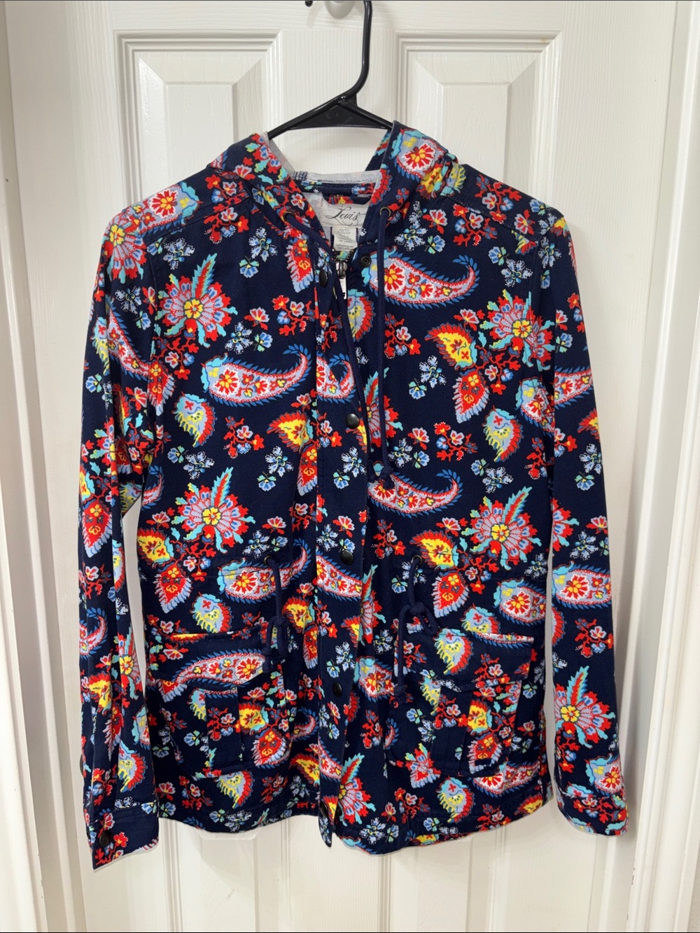 Levi's Navy Zip Hoodie with Bright Paisley Floral Print
